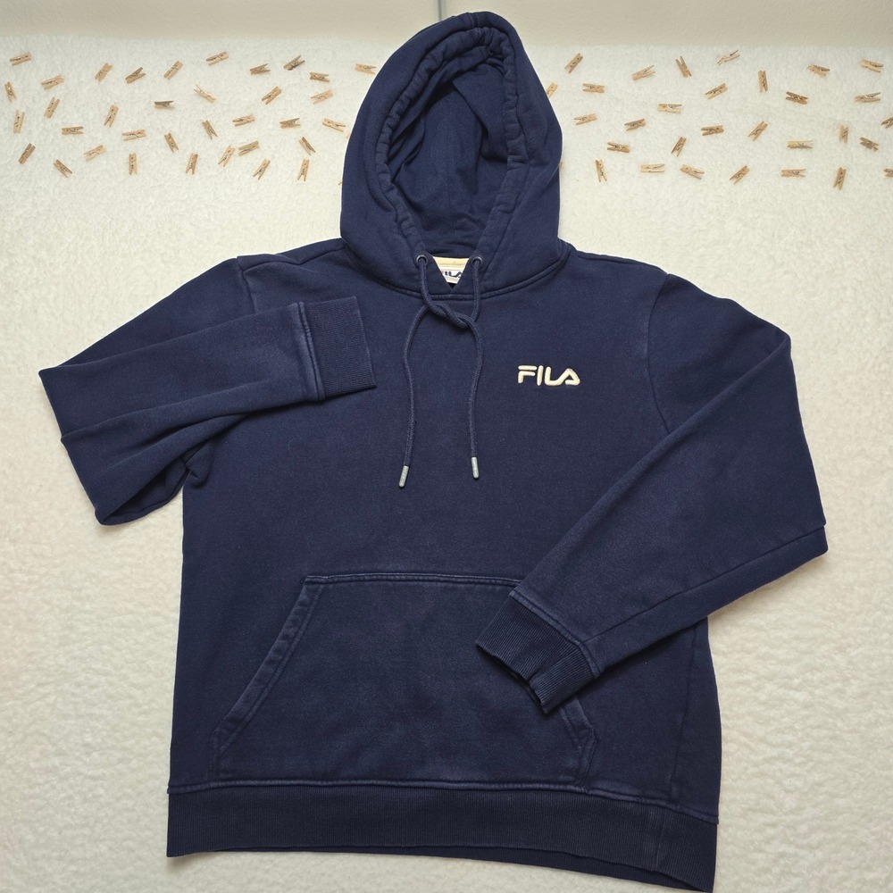 FILA Hoodie Mens Size S‎ Small Sweatshirt Pullover Blue Embroidered Logo - Picture 2 of 13